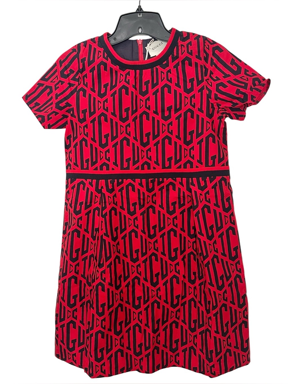 Gucci Girls Logo Print Cotton Dress Blue Size 12